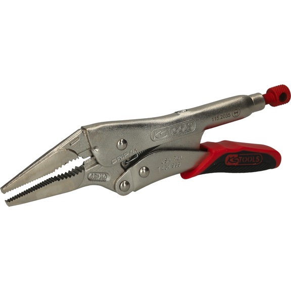 Long-nose locking pliers with easy release, 60 mm, L = 205 mm - Grip pliers
