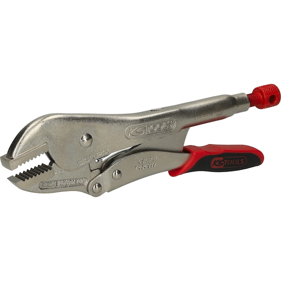 KS TOOLS Grip pliers with easy release, straight jaws, 50 mm, L = 250 mm - Grip pliers