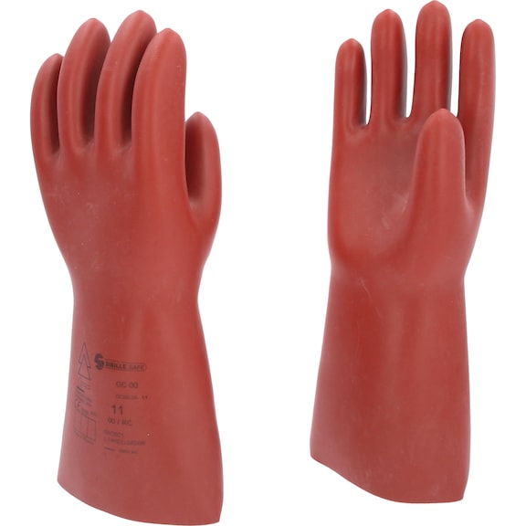 Electrician's protective glove with mechanical protection, size 11, class 00, red - Electrician's protective gloves with mechanical protection
