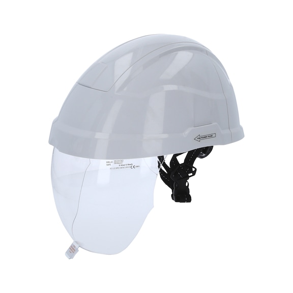 Safety helmet with face shield, white - Work safety helmet with face protection