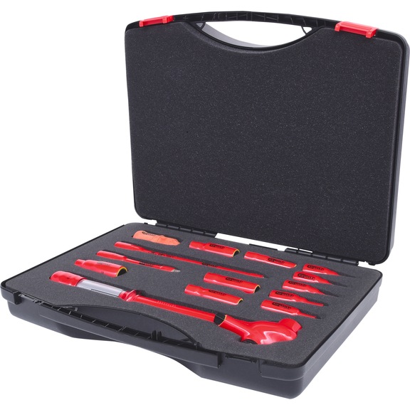 3/8 inch socket wrench set with insulated tools, 14-piece - Socket wrench set with insulated tools