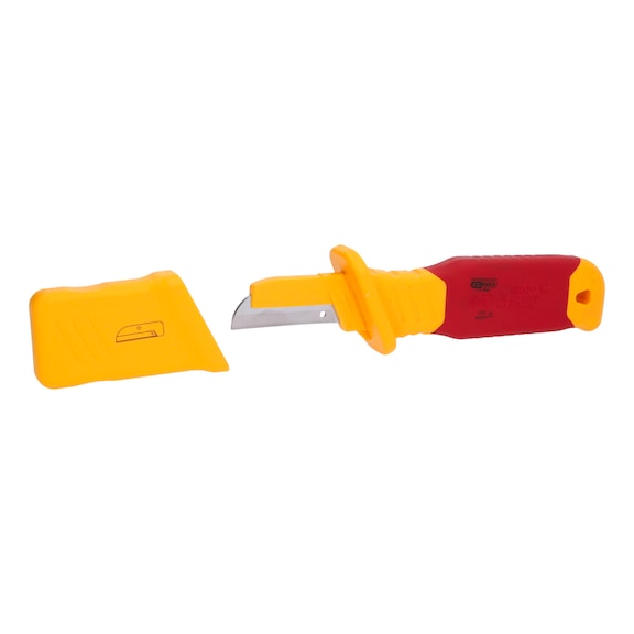 Cable knife with protective insulation and straight blade, 200 mm - Cable knife