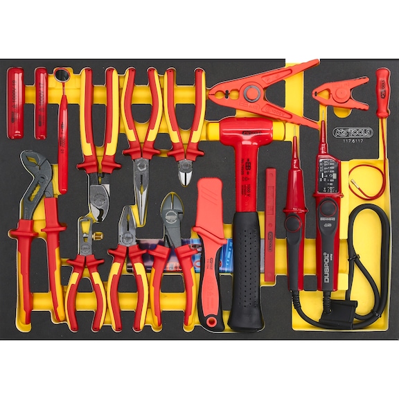 KS TOOLS ERGOTORQUE VDE pliers set in foam insert, 17 pieces - Pliers set