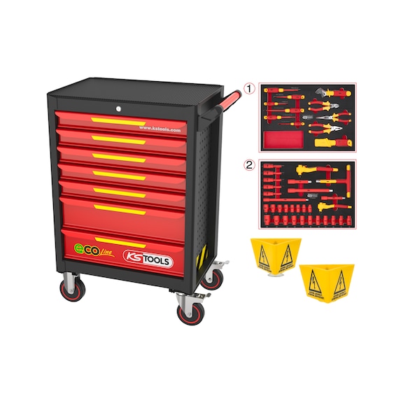 Workshop trolley with 42 insulated tools for hybrid and electric vehicles - ECOline workshop trolley