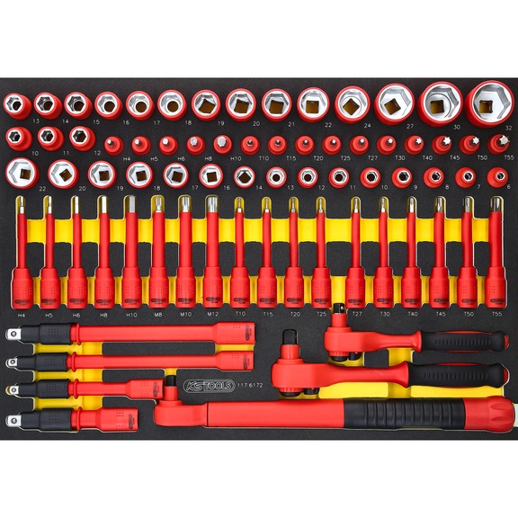 3/8 inch, 1/2 inch insulated socket wrench set with torque wrench in insert, 72 pieces - Socket wrench (set)