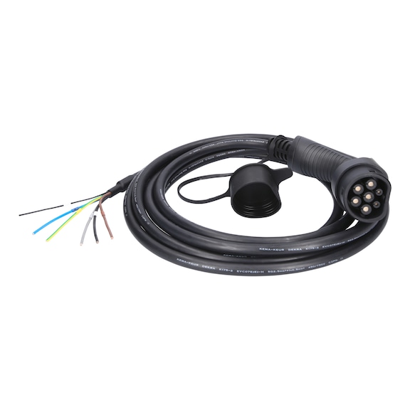 Charging cable, open end, type 2 for wallbox, 3 phases, max. 11 kW, 16 A, 400 V, 5 m - Charging cable/adapter