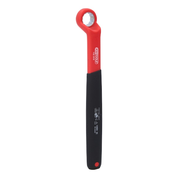 Insulated ring spanner, offset, 15 mm - Insulated ring spanner