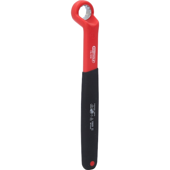 Insulated ring spanner, offset, 16 mm - Insulated ring spanner