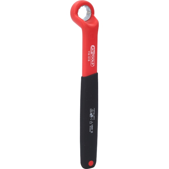 Insulated ring spanner, offset, 18 mm - Insulated ring spanner