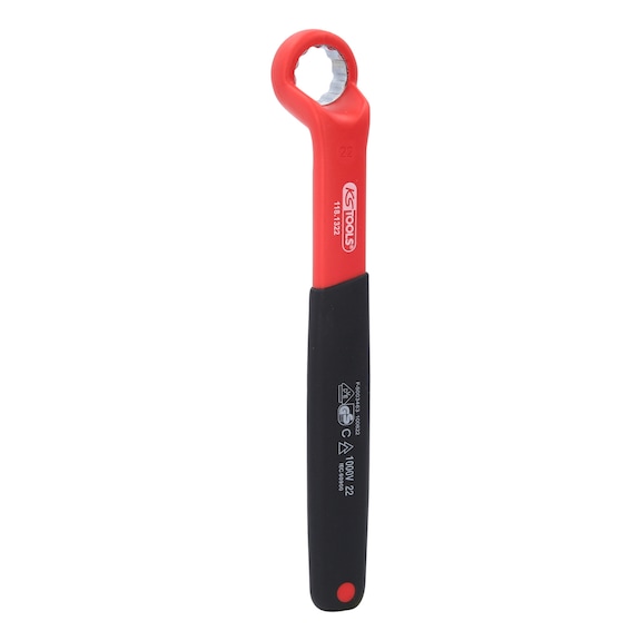 Insulated ring spanner, offset, 22 mm - Insulated ring spanner