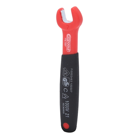 Insulated open-end wrench, 7 mm - Insulated open-end wrench