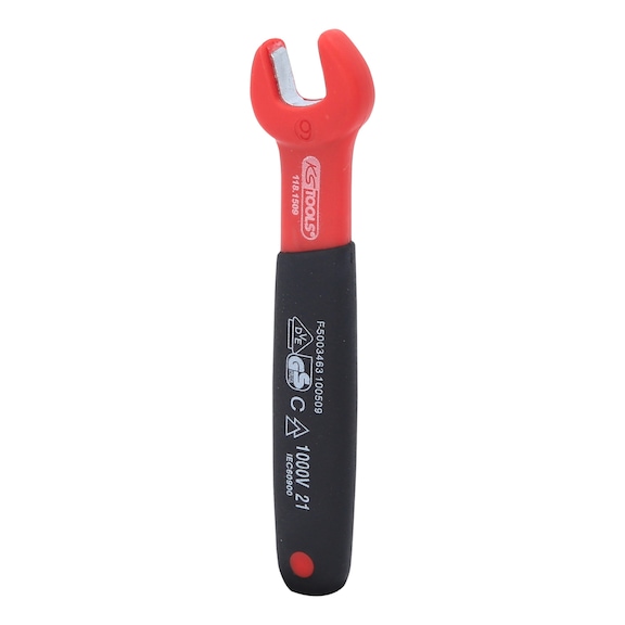 Insulated open-end wrench, 9 mm - Insulated open-end wrench