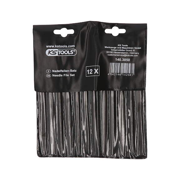 Needle file set with plastic handle, 12 pieces - Needle file