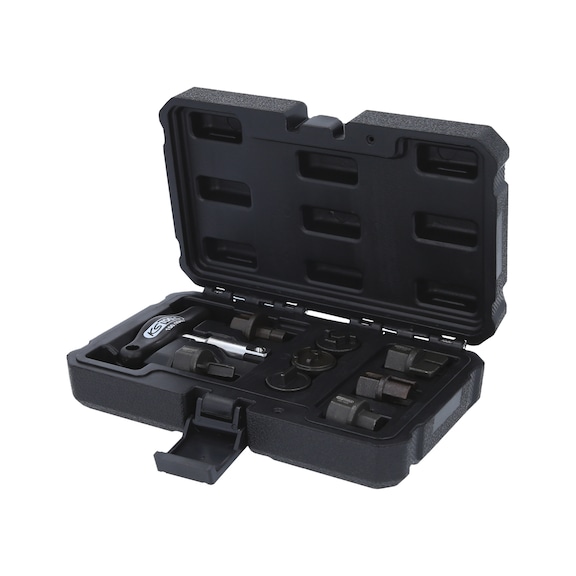 3/8 inch oil service special profile set for plastic oil drain plugs, 9-piece - Special tools for motor vehicles