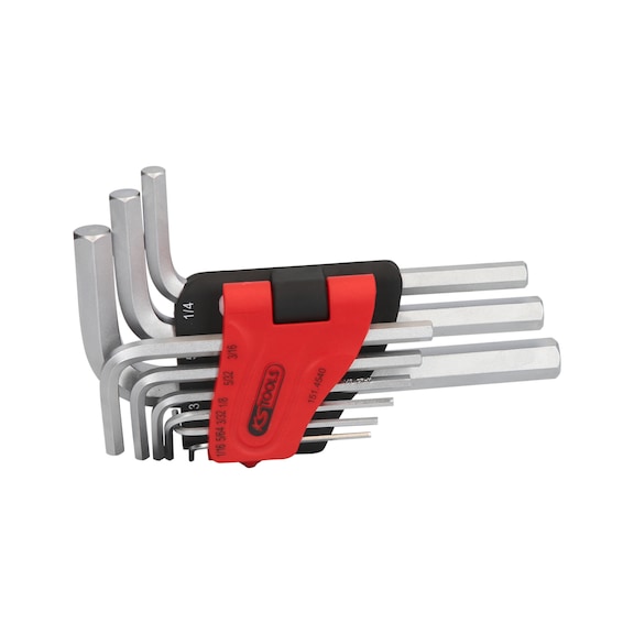 Internal hexagon angle pin wrench set, in folding holder, 9-piece, 1/16 inch - 3/8 inch - Socket wrench (set)