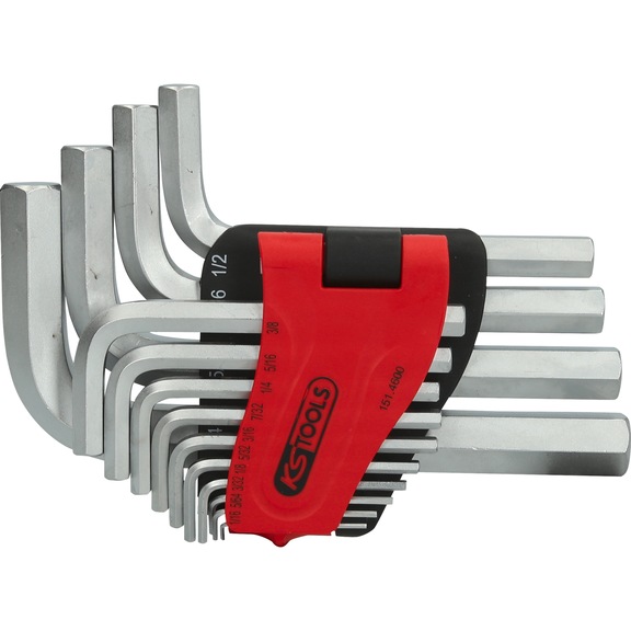 Internal hexagon angle pin wrench set, in folding holder, 14 pieces, 1/16 inch - 3/4 inch - Socket wrench (set)