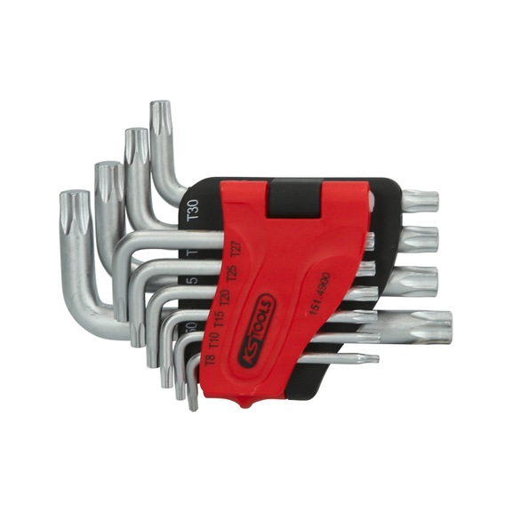 TX angle pin wrench set, short, 10-piece - TX angle pin wrench