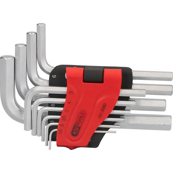 Hexagon socket angle key set, in folding holder, 10-piece 1.5-10 mm - Socket wrench (set)