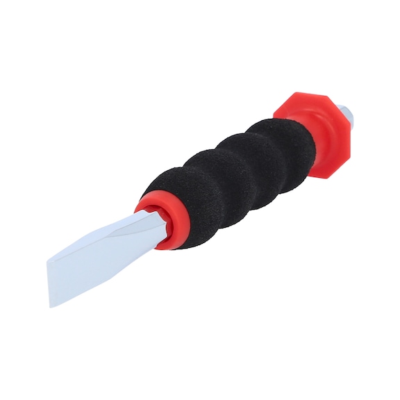 Flat chisel with hand guard, 8-sided, 12 mm - Flat chisel with hand guard handle, octagonal