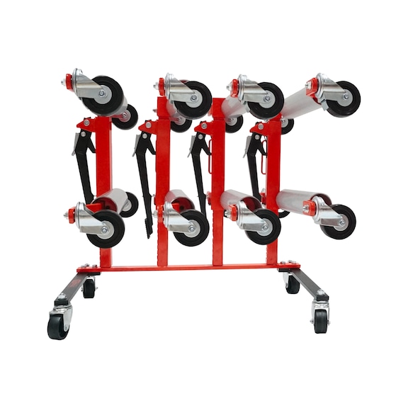 Performance storage rack with four mechanical manoeuvring aids, 5-piece - Shunting jack (hydraulic)