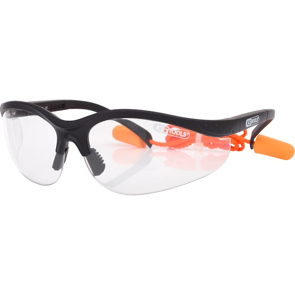 Safety glasses – transparent, with earplugs - Safety goggles