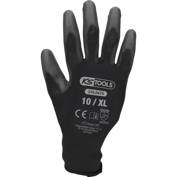 KS TOOLS Micro fine-knit gloves, black, size 10, 12 pairs - Micro-fine knit gloves