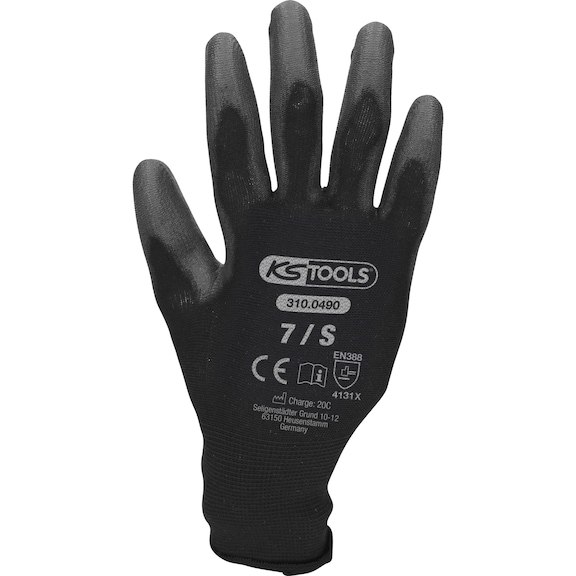Micro-fine knit gloves, black, 7, 12 pairs - Micro-fine knit gloves