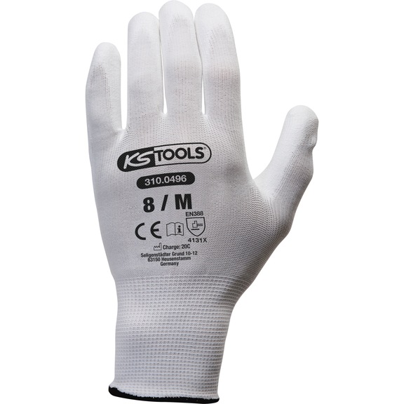 KS TOOLS Micro-fine knit gloves - white, 8, 12 pairs - Micro-fine knit gloves