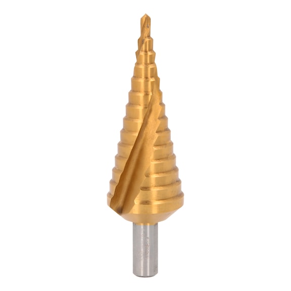 HSS-TiN step drill, D: 4-30 mm, 14 steps - HSS-TiN step drill