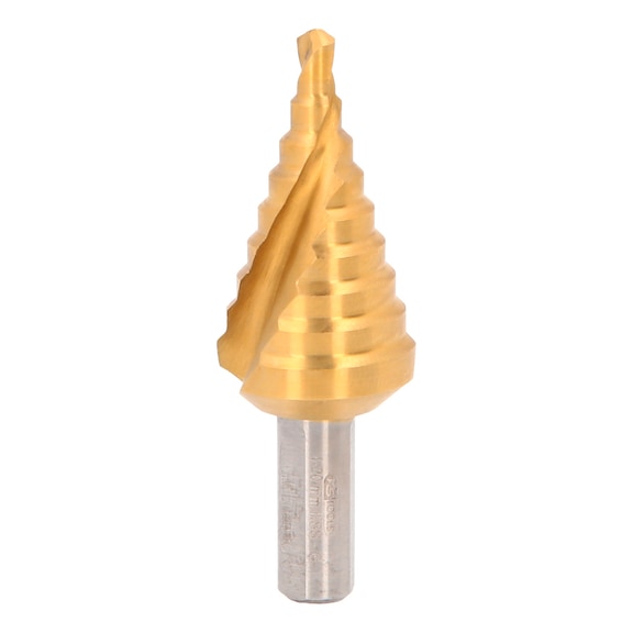 HSS-TiN step drill bit, extra short, D: 4-20 mm, 9 steps - HSS-TiN step drill extra short