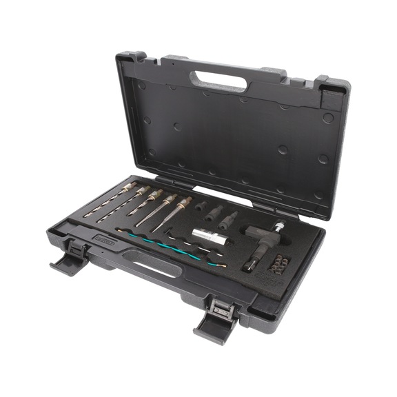 Injector clamping screw drilling set, 22 pieces - Engine – fuel system and engine adjustment tools