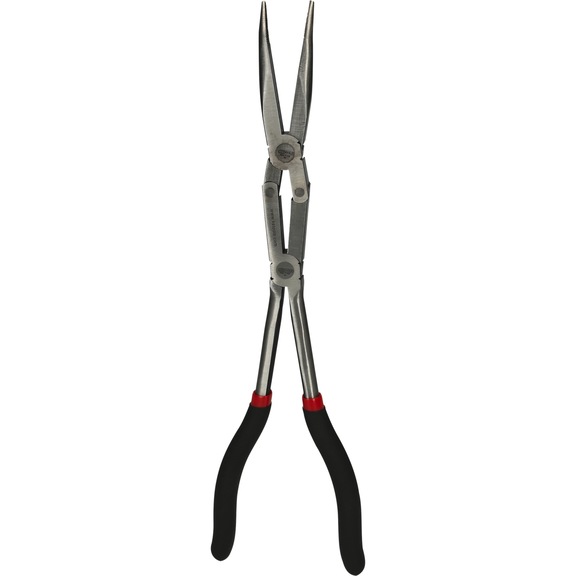 Double-jointed flat-round pliers, 45 degree bend, XL on hanger - Flat round pliers