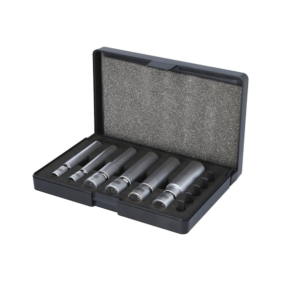 1/4 inch, 3/8 inch special glow plug and spark plug socket set with joint, 11 pieces - 1/4 inch special profile socket