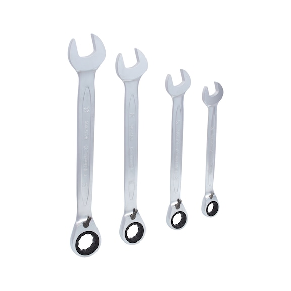 KS TOOLS GEARplus ratchet ring spanner set, reversible, 4-piece - Combination spanner set