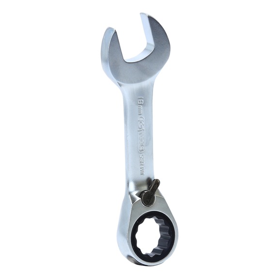 GEARplus ratchet combination wrench, short, 18 mm on hanger - GEARplus ratchet combination spanner, short