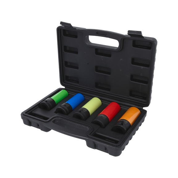 1/2 inch aluminium rim power socket set, robust, 5-piece - 1/2 inch aluminium rim power socket