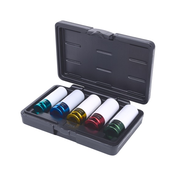 1/2 inch aluminium rim power socket set, 5-piece - 1/2 inch aluminium rim power socket