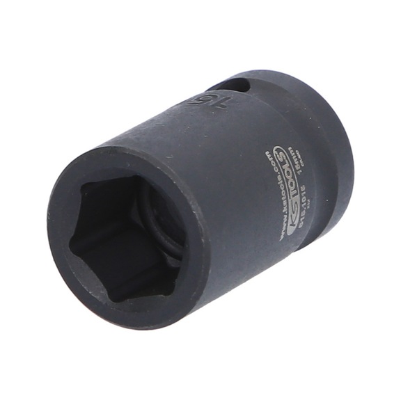 1/2 inch hex power socket, short, 15 mm on hanger - 1/2 inch hex power socket