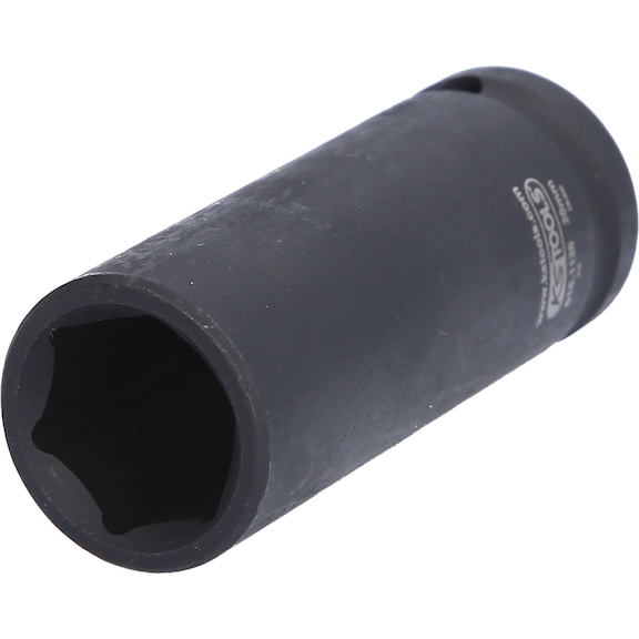 1/2 inch hex power socket, long, 20 mm on hanger - 1/2 inch hex power socket