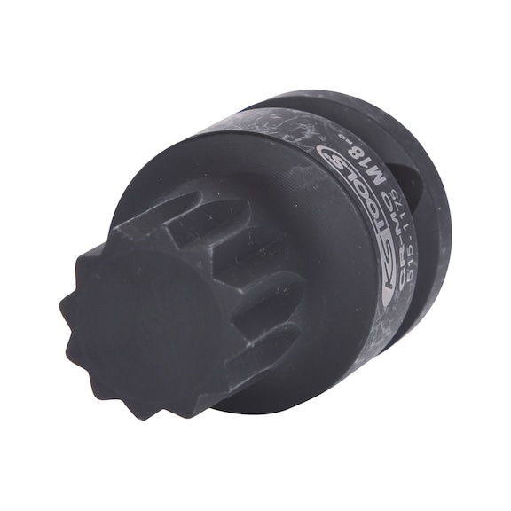 1/2 inch power bit socket XZN, short, M18 on hanger - 1/2 inch power bit socket XZN