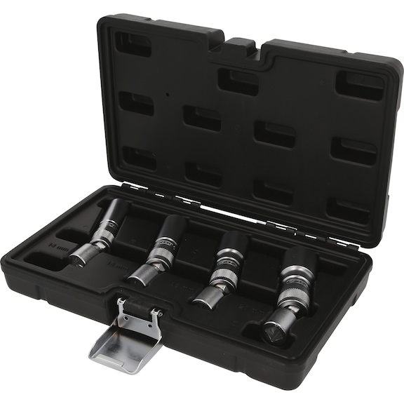3/8 inch spark plug socket set, 4-piece, magnetic with joint - Socket wrench insert (12-point)