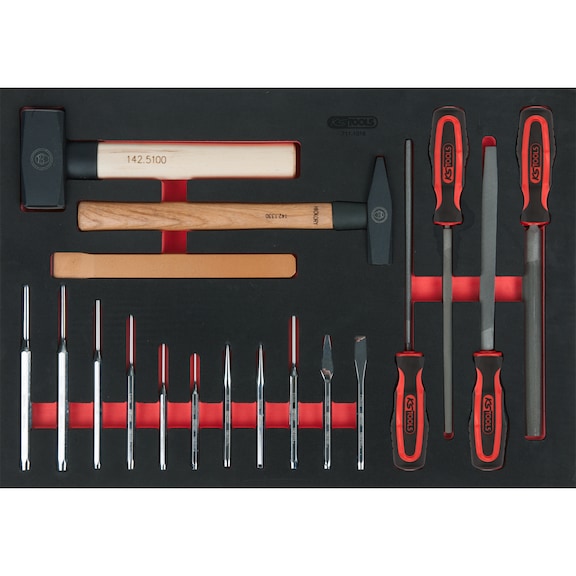 File, chisel and hammer set, 18-piece in 1/1 system insert - Hammer, dent removal tool (parts)