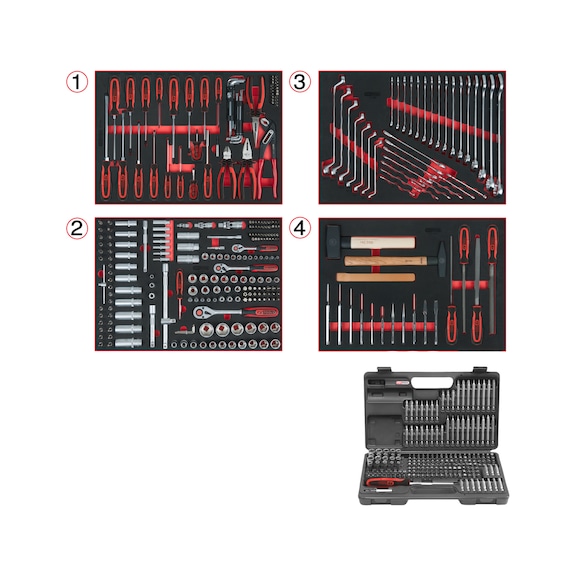 Universal system insert set for 4 drawers with 515 premium tools - Hand tool (parts)
