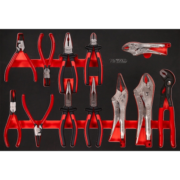 Pliers set in foam insert, 12 pieces - Pliers set