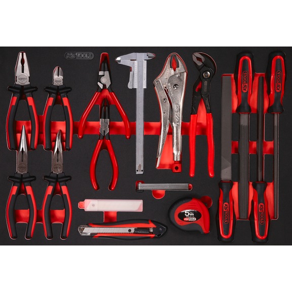 Pliers and file set in foam insert, 28 pieces - Pliers set