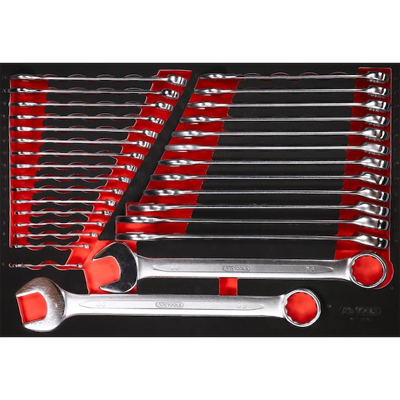 Combination wrench set in foam insert, 30 pieces - Combination spanner set