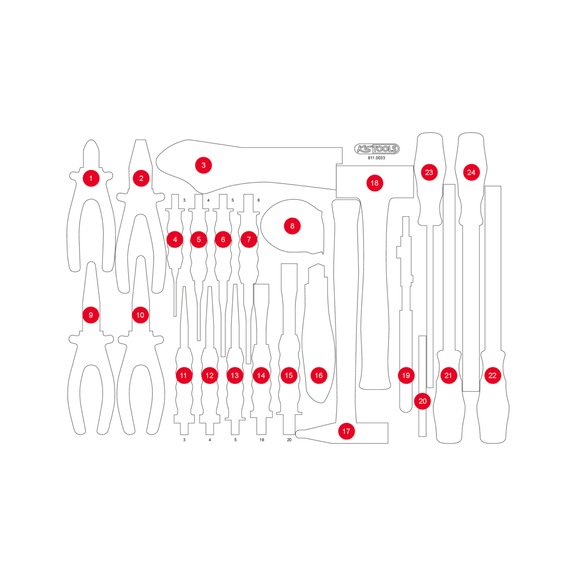 KS TOOLS Empty foam insert for 811.0033 - Empty foam insert