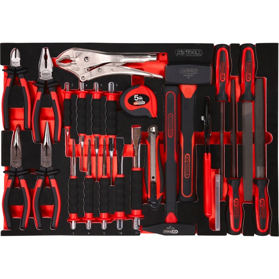 KS TOOLS Pliers/hammer/chisel set in foam insert, 33 pieces - Pliers set