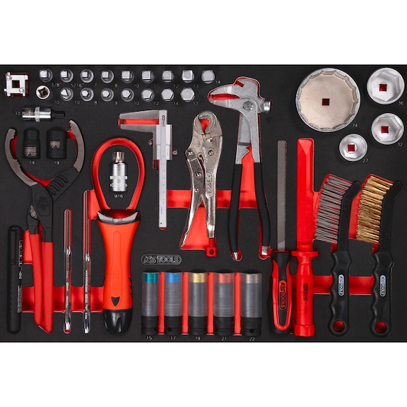 KS TOOLS Oil and tyre service set in foam insert, 43 pieces - Tool assortment