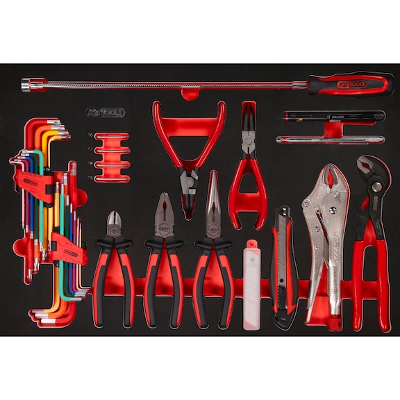 Pliers and L-key set in foam insert, 45 pieces - Pliers set